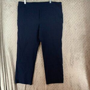 Margaret M Dress Pants Womens XXL Blue Geometric Slim Straight High Rise Stretch